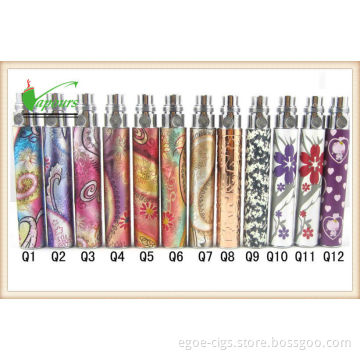 900mah Ce Ego E Cigs , Ego Q 1100 Puffs  E Cigarette With Flower Design